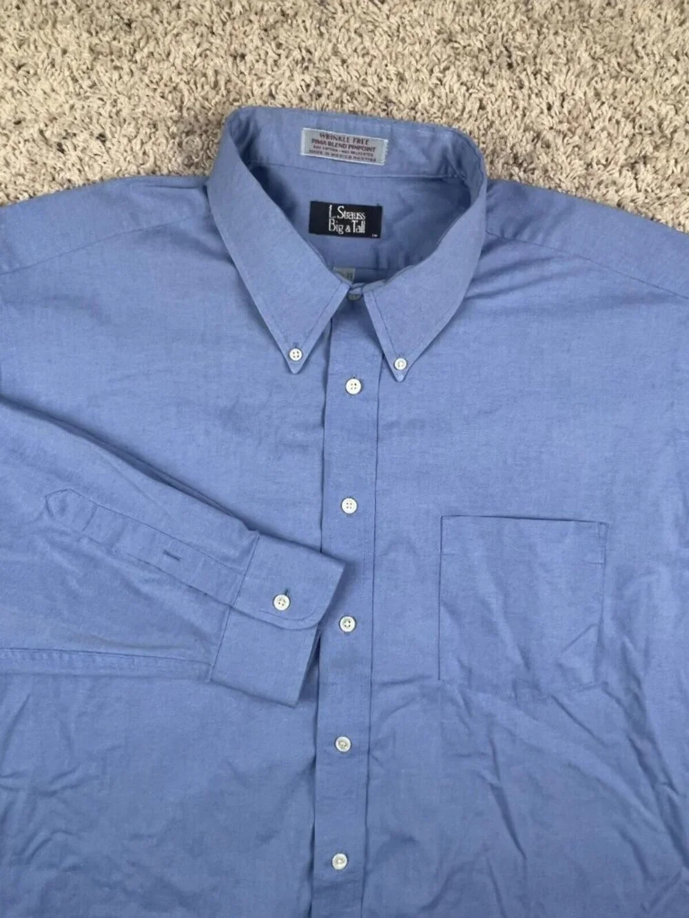 VTG Levis Men’s Button Up Long Sleeve Dress Shirt Blue Size 18.5 35 Big Mexico